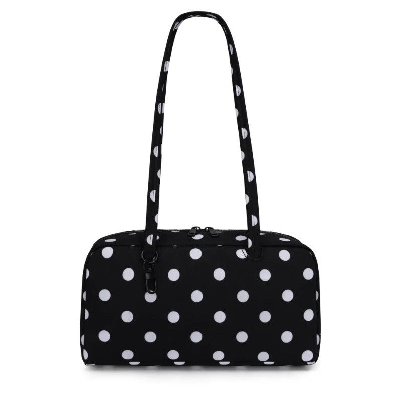 Nylon Shoulder Bag – Polka Dot & Leopard Print Tote for Women