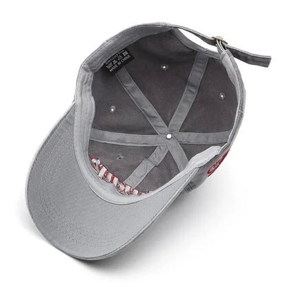 Vintage Washed Cotton Snapback Cap – Letter Embroidery Unisex Hat