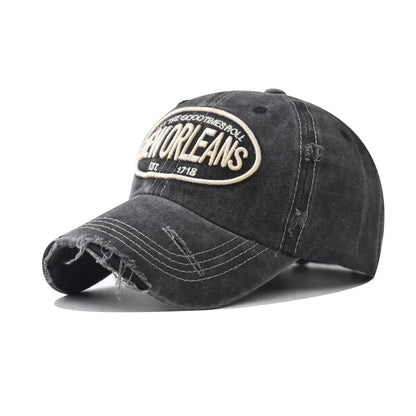 Vintage New Orleans Embroidered Baseball Cap – Unisex Distressed Snapback Hat