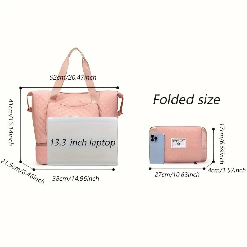 Large Capacity Gym Duffel Bag – Lightweight Argyle Weekend Travel Bag for Women