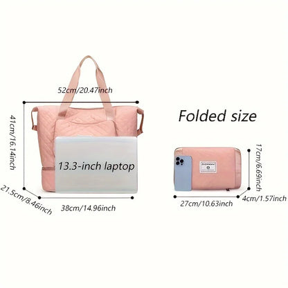 Large Capacity Gym Duffel Bag – Lightweight Argyle Weekend Travel Bag for Women