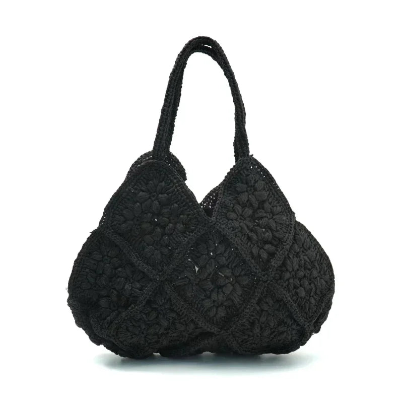 Straw Woven Tote Bag – 3D Floral Large Capacity Summer Handbag