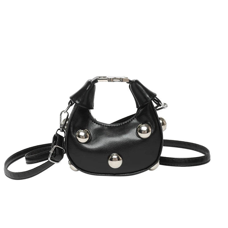 Mini Dumpling Purse with Metal Ball Clasp – Suede Shoulder Bag