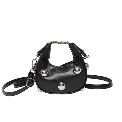 Mini Dumpling Purse with Metal Ball Clasp – Suede Shoulder Bag