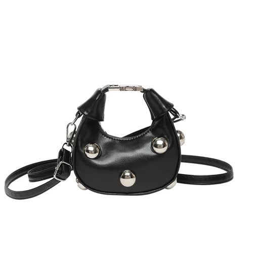 Mini Dumpling Purse with Metal Ball Clasp – Suede Shoulder Bag