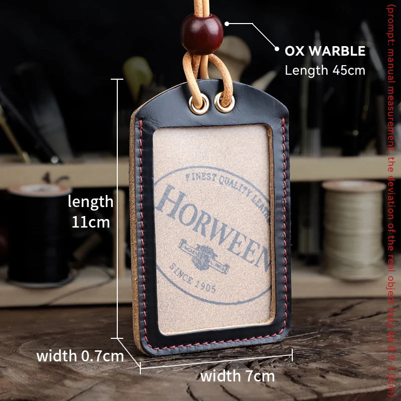Horween Leather ID Badge Holder with Lanyard
