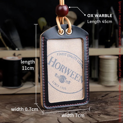 Horween Leather ID Badge Holder with Lanyard