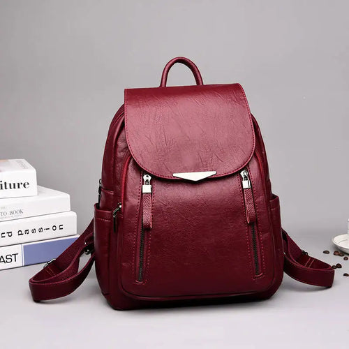 PU Leather Backpack for Women – Travel Shoulder Bag & School Rucksack