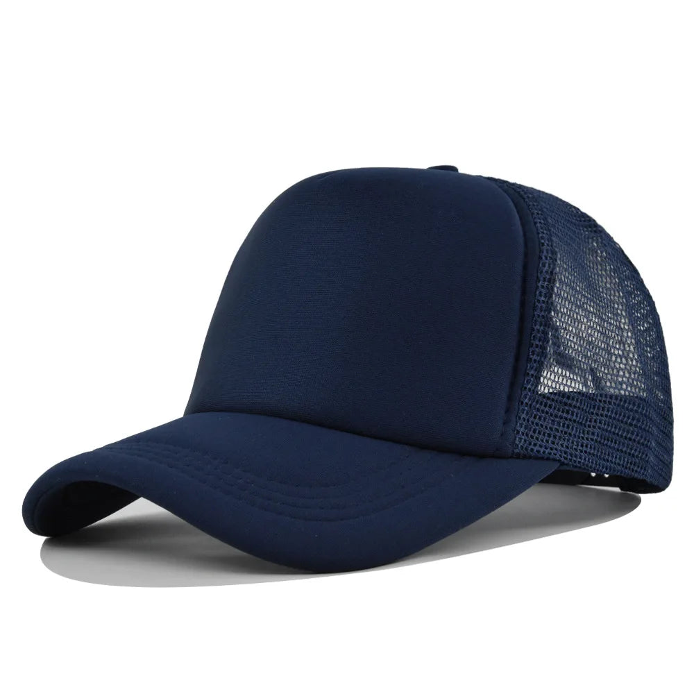 Plain Trucker Hat – Adjustable Mesh Snapback Baseball Cap