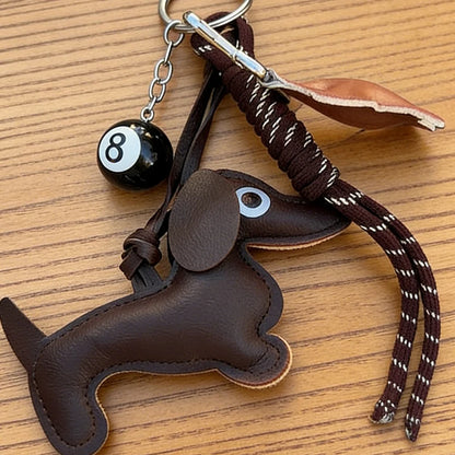 Dachshund Keychain Bag Charm – Sausage Dog Pendant with Star & 8-Ball