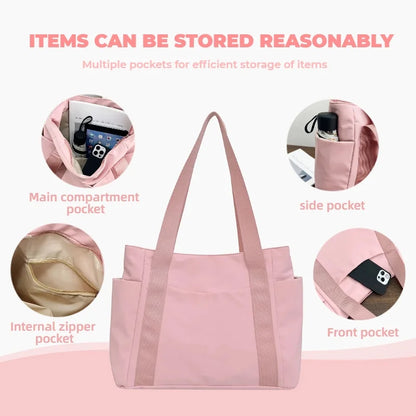 Women's Casual Tote Bag with Zipper & Multiple Pockets