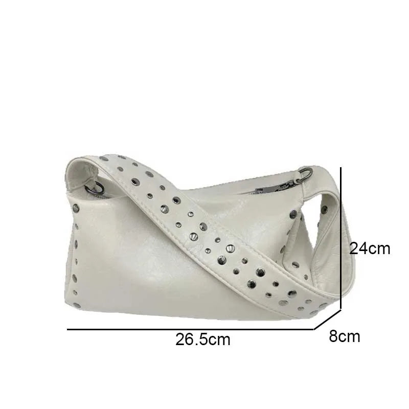 Punk Rivet Leather Shoulder Bag – Women's Underarm Hobo