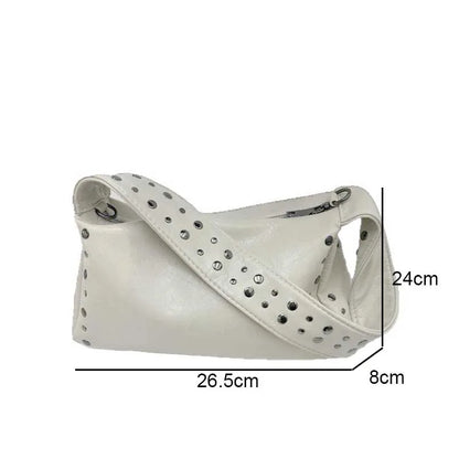 Punk Rivet Leather Shoulder Bag – Women's Underarm Hobo