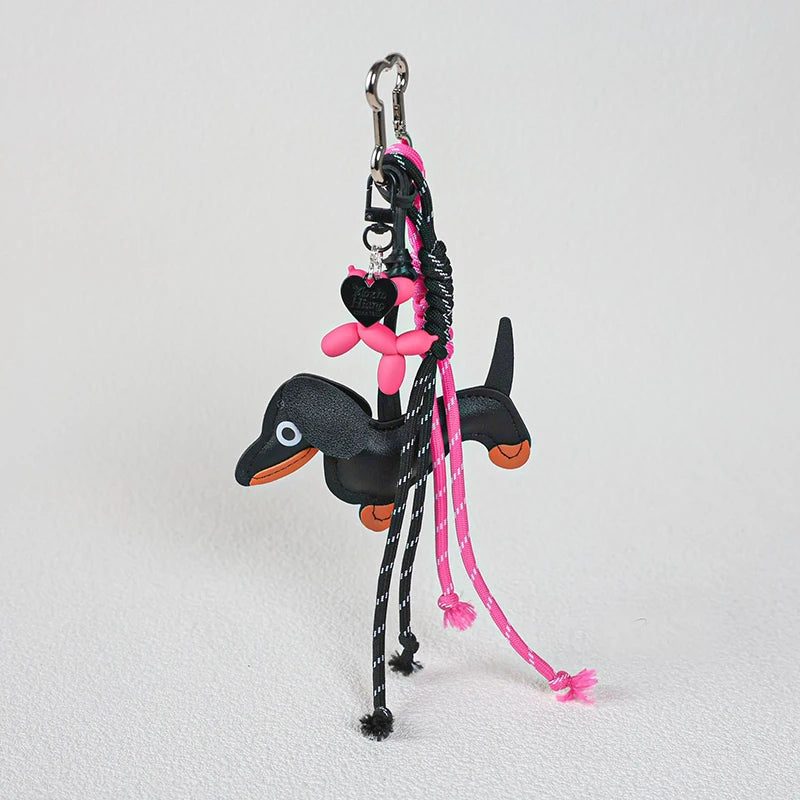 Dachshund Dog Bag Charm Keychain Pendant with Nylon Rope