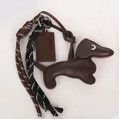 Cute Animal Leather Keychain Charm – Cat & Dog Pendant