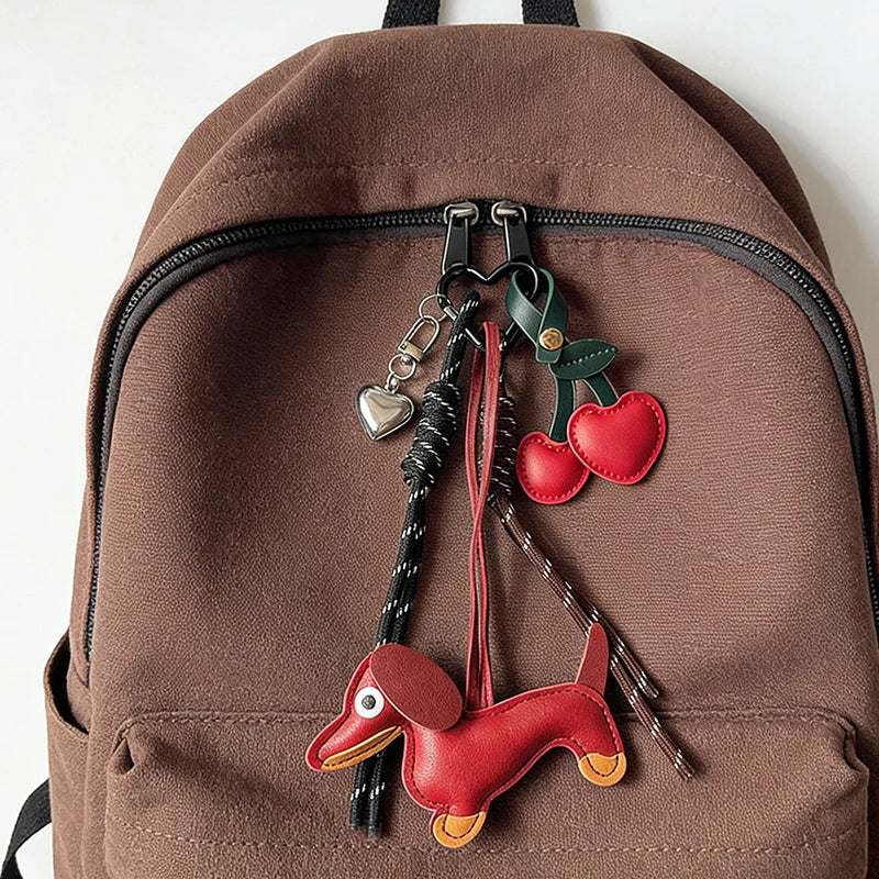 Dachshund Bag Charm – Faux Leather Sausage Dog Lanyard Pendant