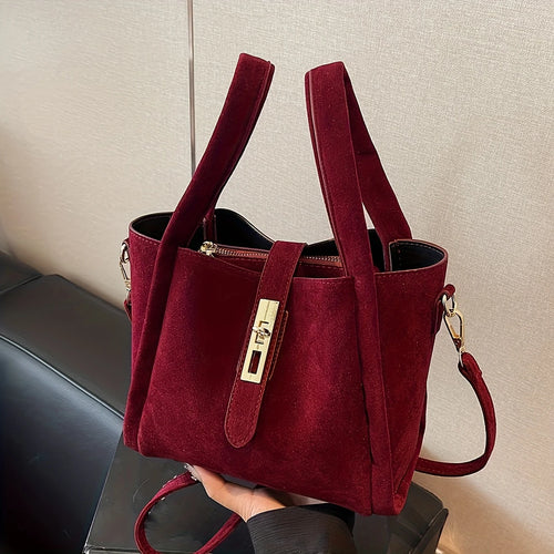 Autumn Winter Retro High-End Texture Frosted Suede Handbag