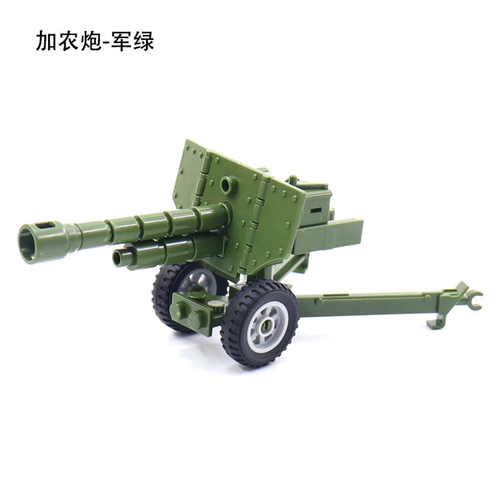 Military Anti-Aircraft Cannon MOC Building Blocks Model – WWII Artillery Brick Kit