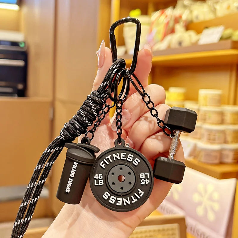 Gym Fitness Keychain Set – Dumbbell, Weight Plate & Shaker Charm