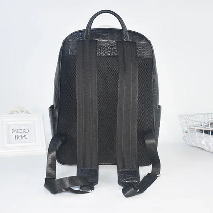 Crocodile Embossed Genuine Leather Men's Backpack – Large