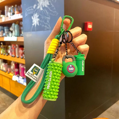 Gym Keychain Set – Foam Roller, Kettlebell & Shaker Charms