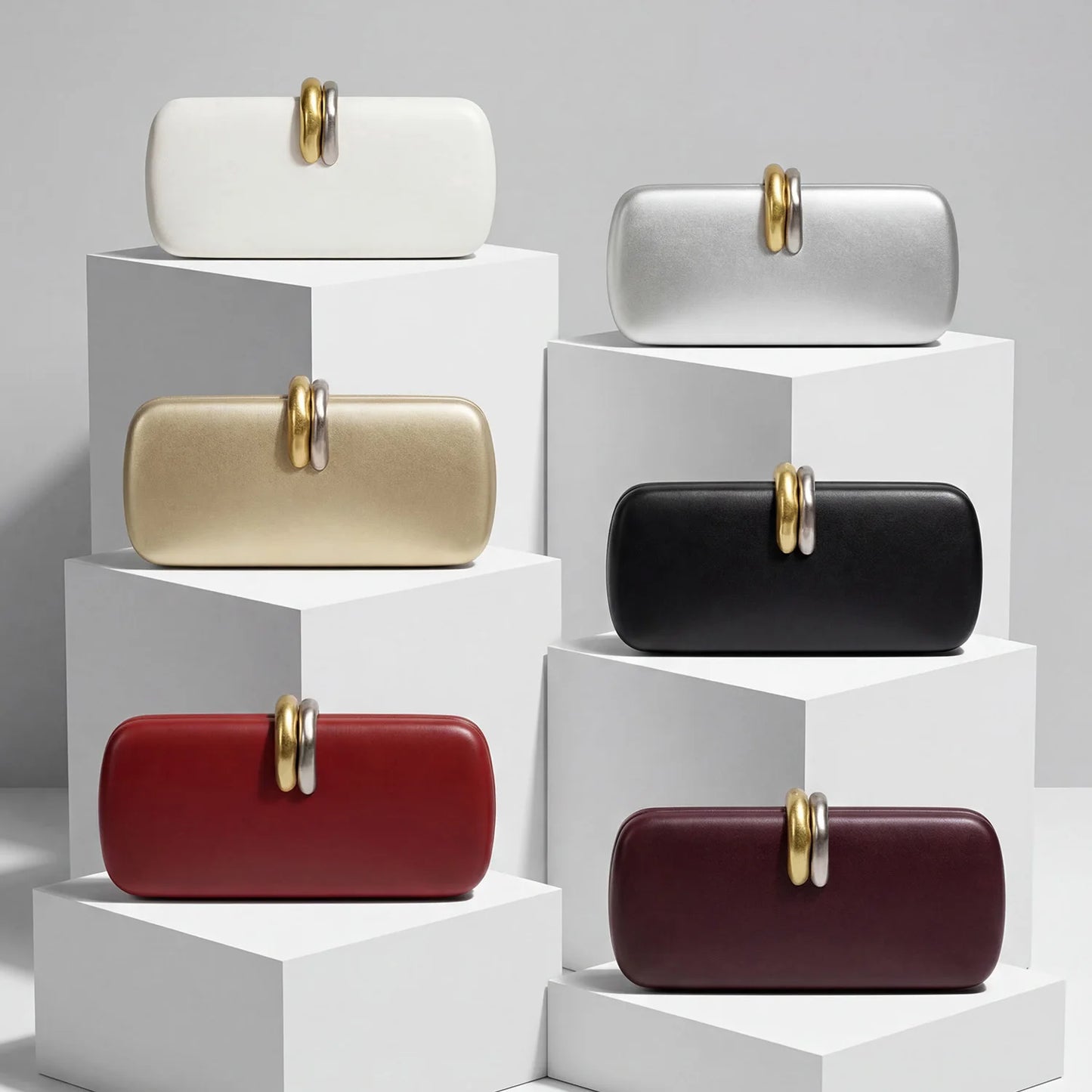 Double Ring Buckle Evening Clutch Bag for Women