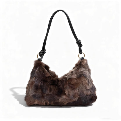 Mew Real Mink Fur Natural Cloud Winter Thick Bag Single Shoulder Women Fluffy Evening Ladies - Thick