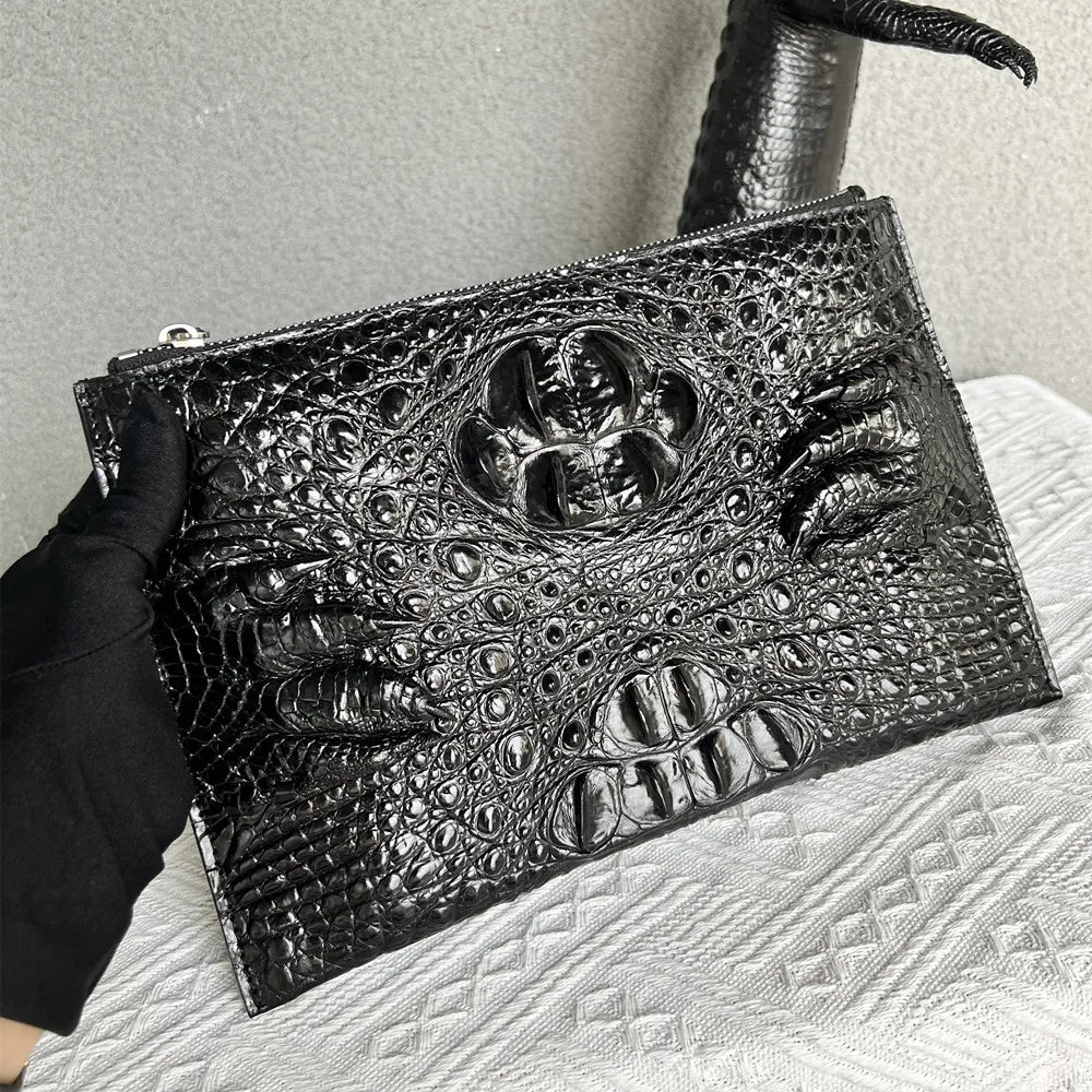 Crocodile Leather Men's Clutch Bag – Envelope Wallet with Card Holder