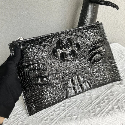 Crocodile Leather Men's Clutch Bag – Envelope Wallet with Card Holder