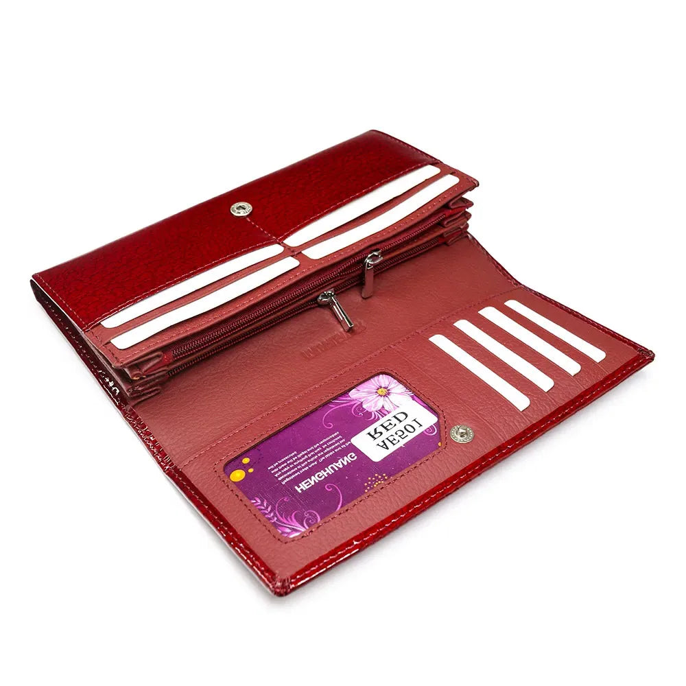Alligator Embossed Genuine Leather Long Wallet for Women
