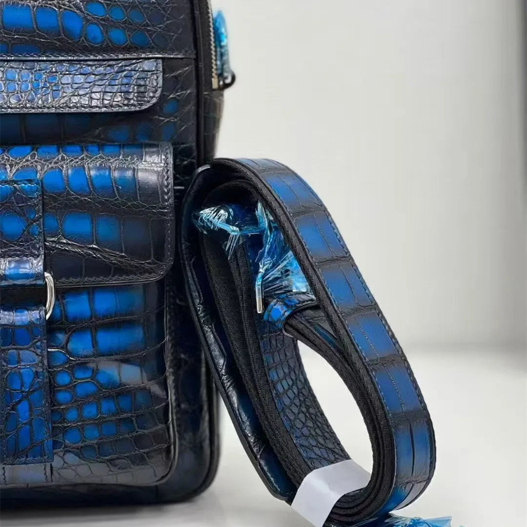 Crocodile Leather Men's Briefcase | Hand-Painted Laptop Bag