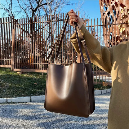 Luxury Leather Tote Bag – Large Capacity Shoulder Handbag