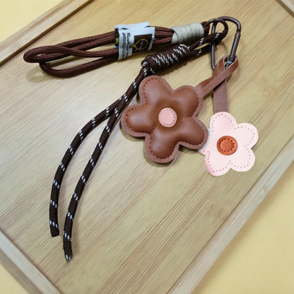 Flower Keychain PU Leather Bag Charm & Car Keyring