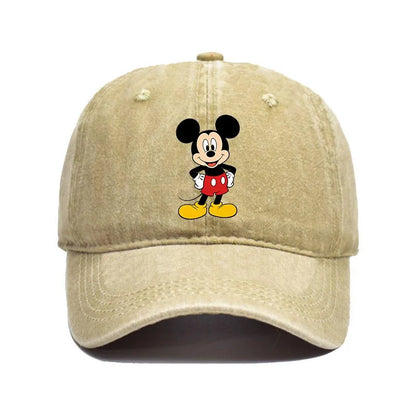 Cartoon Print Washed Baseball Cap – Unisex Vintage Snapback Hat