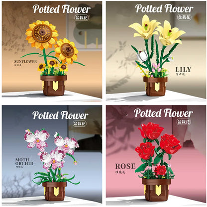 Flower Bouquet Building Blocks Set – Sunflower Potted Plant Decor