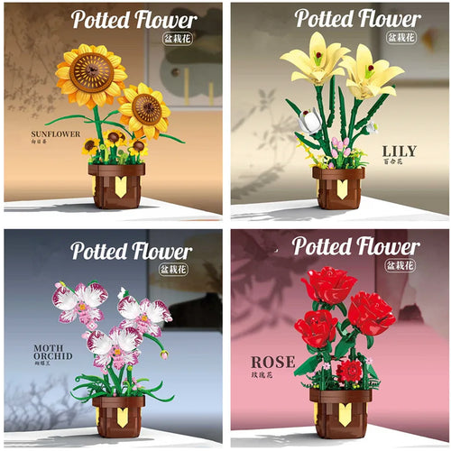 Flower Bouquet Building Blocks Set – Sunflower Potted Plant Decor