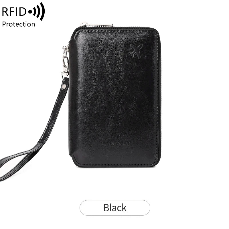 RFID Blocking Travel Passport Wallet – Retro Zip Wristlet