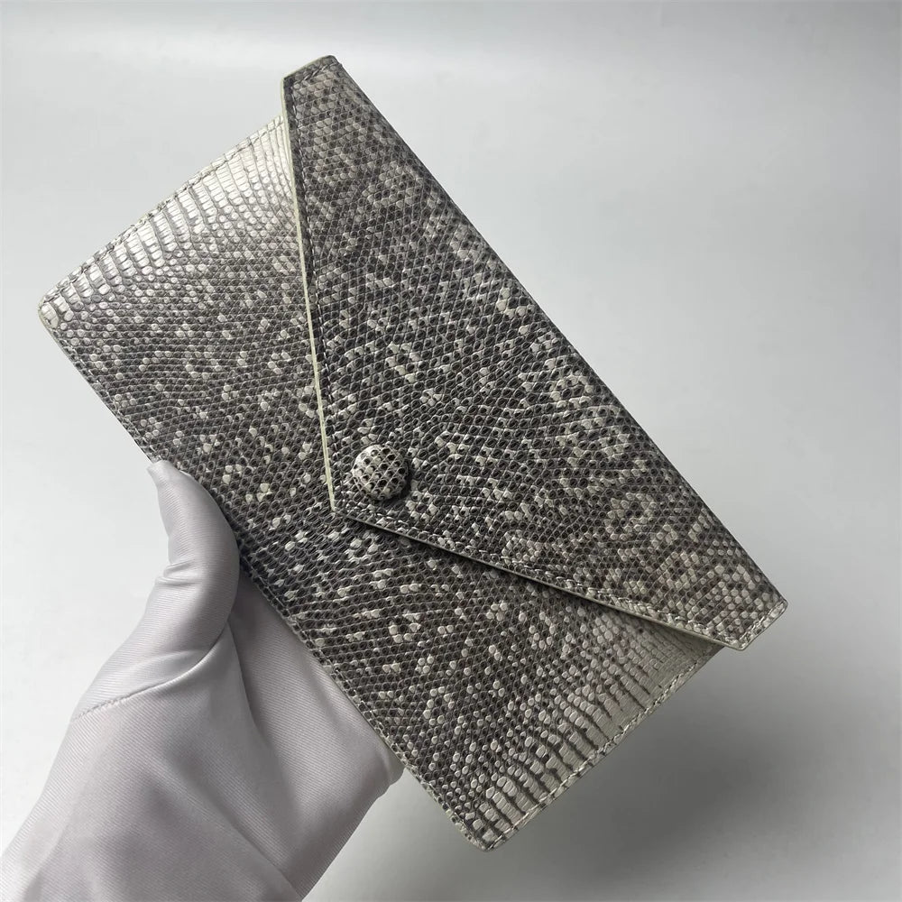 Lizard Leather Women's Envelope Clutch – Genuine Exotic Card Wallet