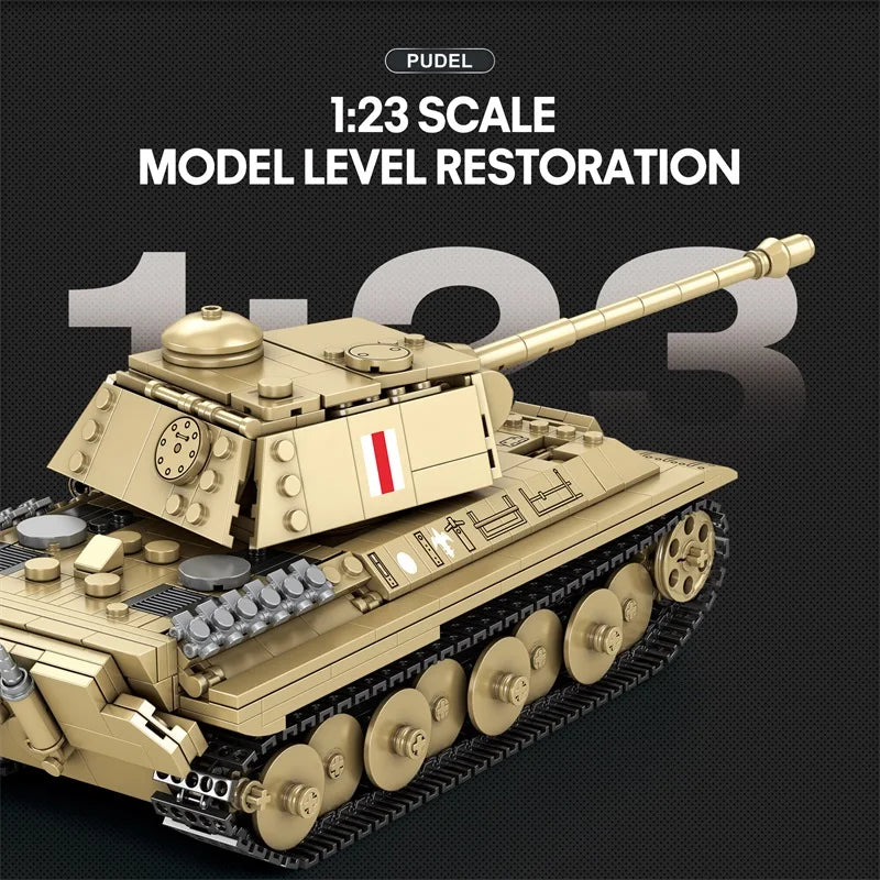 WW2 Tank Building Blocks Set – 1:23 Scale Military Model Kit