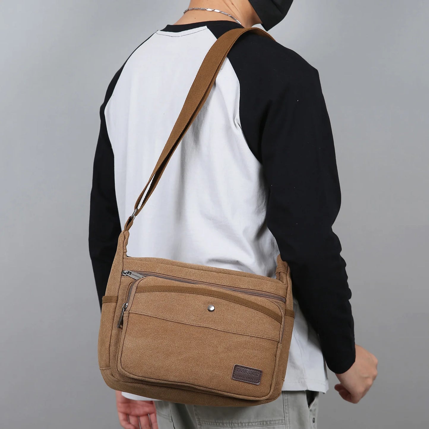 Men's Canvas Shoulder Bag – Casual Crossbody Messenger