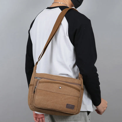 Men's Canvas Shoulder Bag – Casual Crossbody Messenger