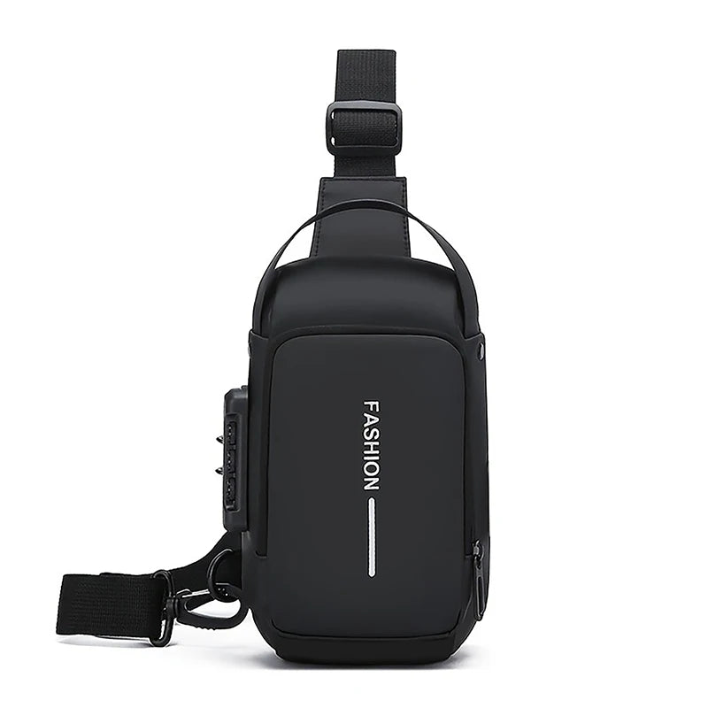 Men's Anti-Theft Sling Bag with Password Lock & USB Port