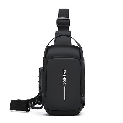 Men's Anti-Theft Sling Bag with Password Lock & USB Port