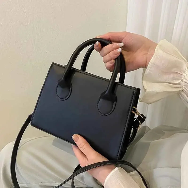 Minimalist Small Square Handbag Top Handle Crossbody Purse for Women