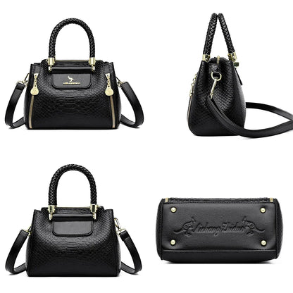 Designer Monogram Leather Crossbody Bag with Braided Handle
