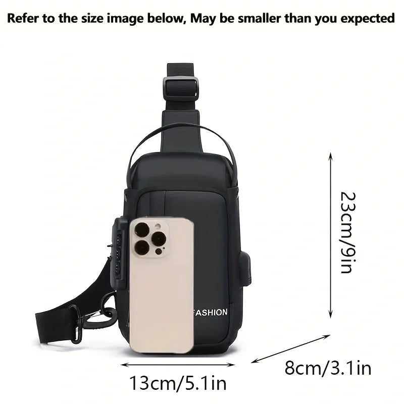 Men's Oxford Crossbody Sling Bag – Anti-Theft Chest Pack