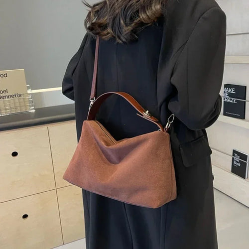 Retro Frosted Crossbody Bag Large Capacity Shoulder Tote for Women