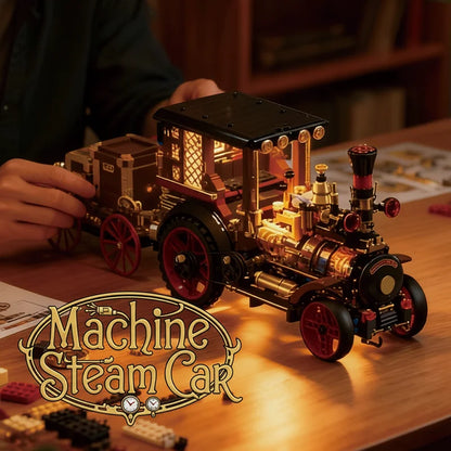 Retro Steam Car MOC Building Blocks – Steampunk Vintage Vehicle
