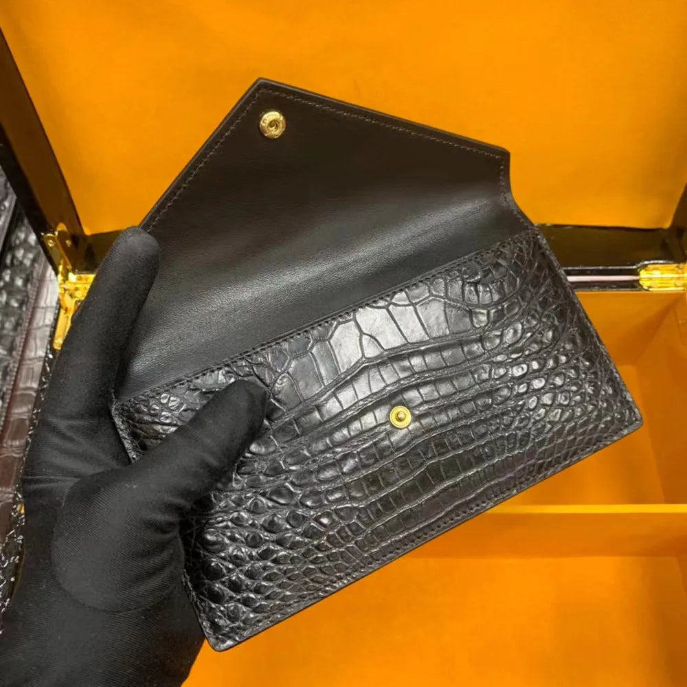 Crocodile Leather Envelope Clutch – Women's Luxury Evening Bag