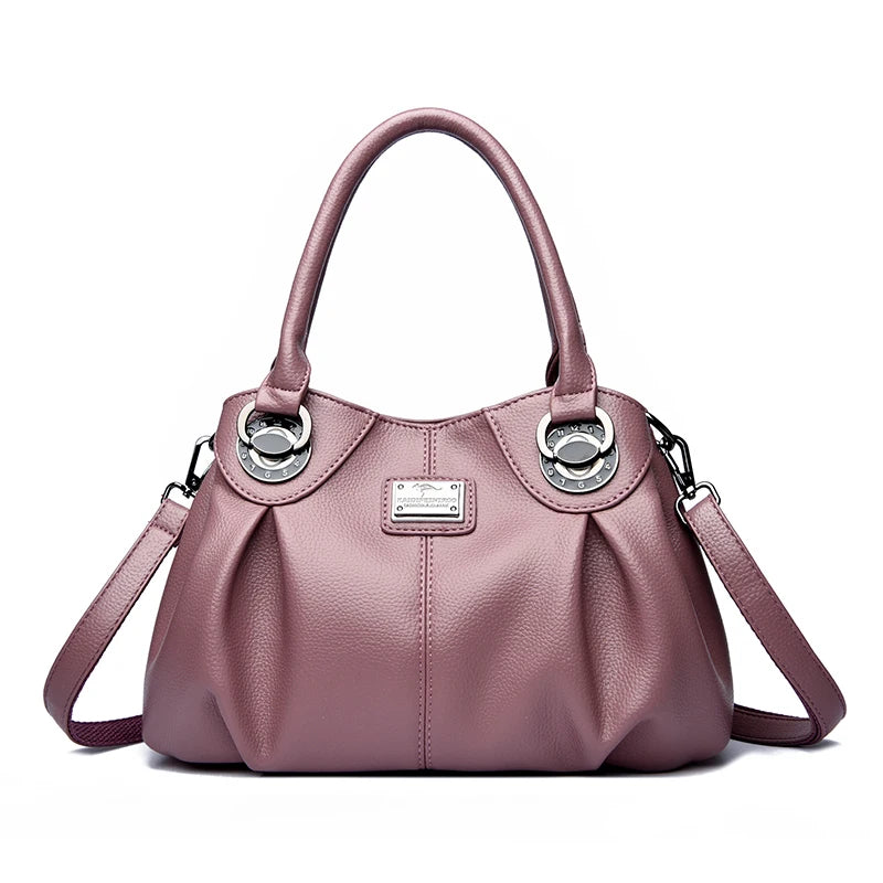 Soft Leather Crossbody Tote Bag – Women's Luxury 3-Layer Handbag